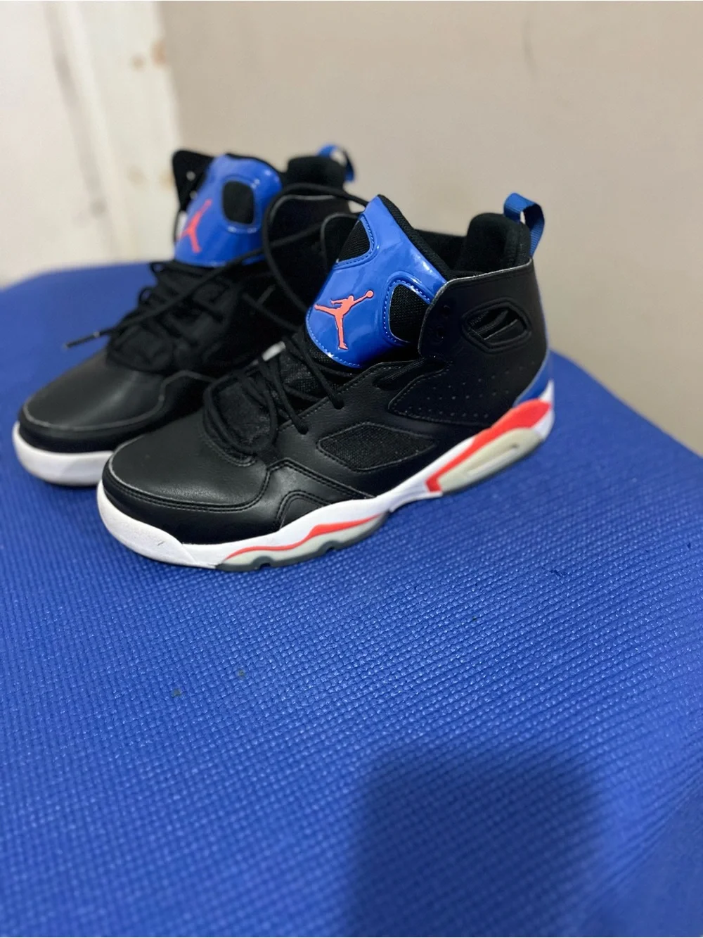 Jordan Kids Black and Blue High-Top Sneakers